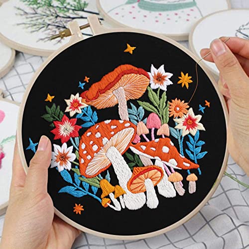 Louise Maelys Mushroom Embroidery Kit for Beginners, DIY Adults Needlepoint - color: kit-15
