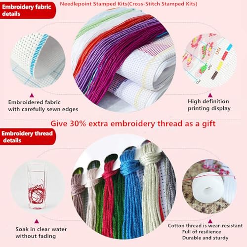 Fanxvivy Stamped Counted Cross Stitch Kits for Adults Printed Cross-Stitch Patterns 11CT Stamped or Counted Cross Stitching Embroidery Kit Needlepoint Kits-Seaside Street View 18x18 inch - color: Artkits04