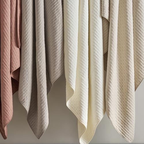 EVERGRACE 100% Cotton Cross Stitch 3-Piece Quilt Set, Queen, Flax Beige - color: Flax Beige, size: Full/Queen (92" X 96")