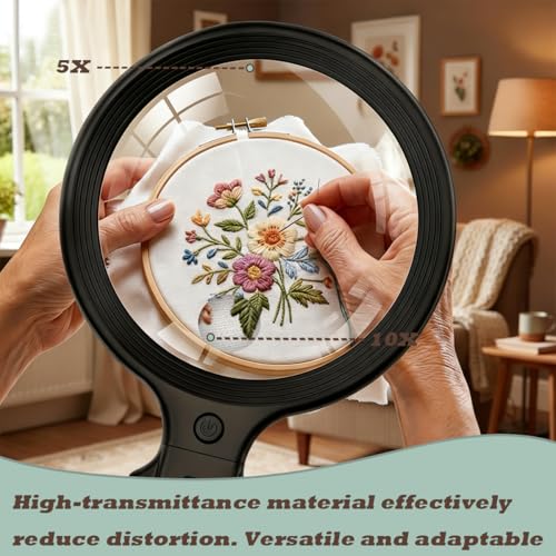 Hands Free Neck Wear Magnifying Glass with 30 LED Lights, Full Book Page 5X/10X Rechargeable Reading Magnifier Flexible Gooseneck Magnifiers for Seniors, Low Vision, Sewing, Crafts & Close Work