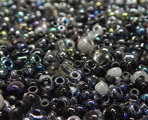 Perlin Glass Seed Beads 2mm 3mm 4mm Round Pony Beads Pack of 3000 Mixed Size, Colour Mix for Jewelry Making Earrings Bracelets Pendants Waist DIY Handmade (Black) - color: Black