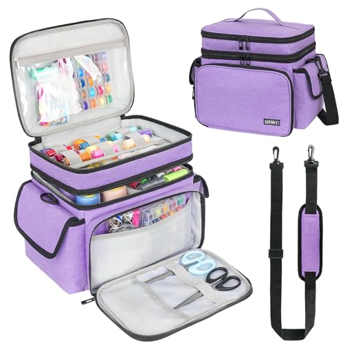 LEFOR·Z Sewing Supplies Organizer Storage Bag(10.5 x 8 x 9inch),Sewing Box - color: Purple