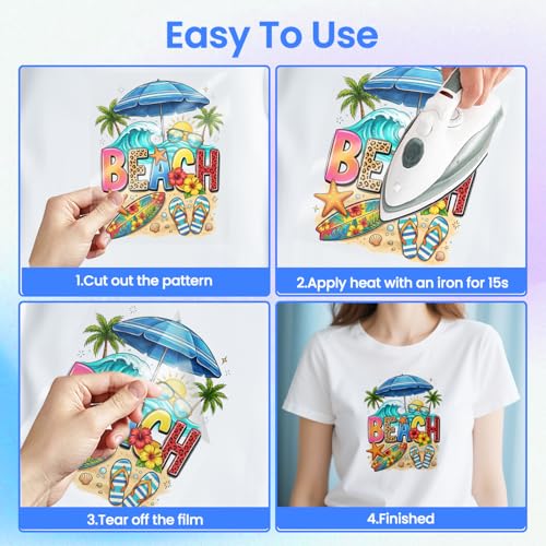 ANATTASOUL Beach & Palm Trees 16PCS Heat Transfers Ready to Press - style: Beach and Palm Trees