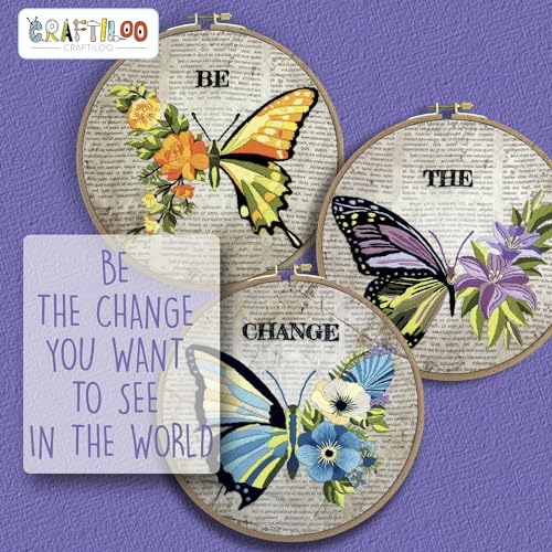 Butterflies Embroidery Kits for Adults - Stamped Beginner Hand Embroidery - color: Be The Change