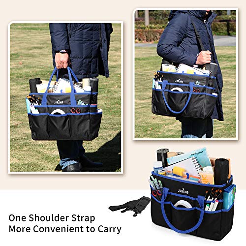 JJRING Large 600D Nylon Artist Organizer Tote Bag With 16 Pockets, Blue - color: Blue, size: Large