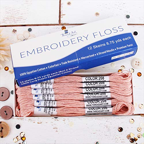 12 Skeins ThreadArt Cotton Embroidery Floss, Light Peach - color: Light Peach