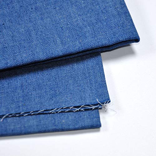 Indigo Blue 4.8 oz 100% Cotton Denim Chambray Fabric,56 Inches Wide, by The Yard - size: yard