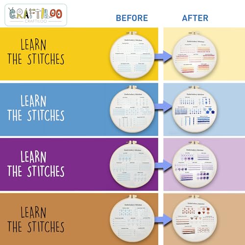 Practice Embroidery Kit for Beginners - Learn Stitches Sampler Kit - color: Stitch Dictionary Practice