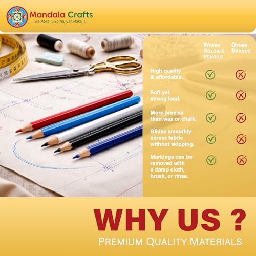 Mandala Crafts Gray Water Soluble Fabric Pencils for Sewing Quilting - color: Gray