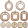 10Pcs Embroidery Hoop Frame, 10 Sizes Imitated Wood Cross Stitch Hoop, Oval Square Rectangle Embroidery Hoop for Cross Stitch, DIY Sewing Craft, Hanging Ornaments Decor, 5 Shape