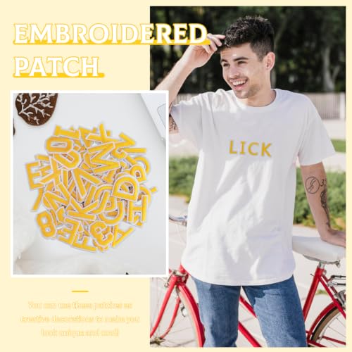72 Pcs Iron On Letters & Numbers Patches for Tote Bags Hats Clothing Yellow - color: Yellow, size: Letters & Numbers