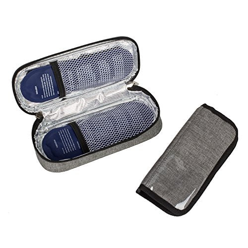 apollo walker Insulin Cooler Travel Case Diabetic Medication with Ice Packs and Insulation Liner insulin cooler travel case tsa approved - color: Gray, size: Small