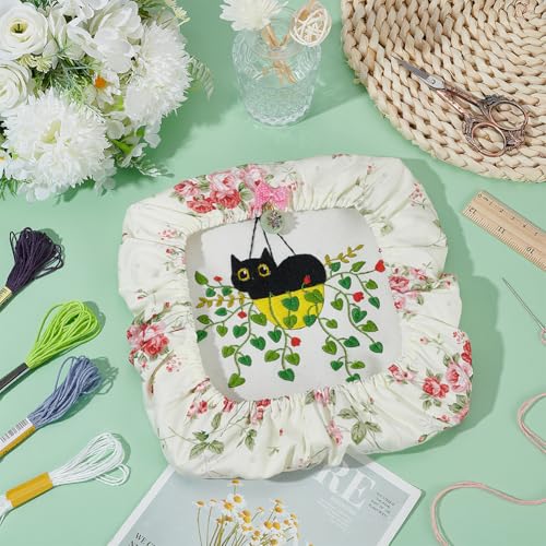 BENECREAT 9.4x4.1inch Rug Hooking Frame Cover, Embroidery Hoop Cover, Cross Stitch kit for Cross Stitch Embroidery Hoop Frames Square Round Cover, Pink - color: Pink, size: 9.4x4.1 Inch