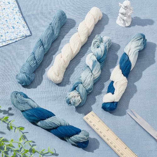 FREEBLOSS 5 Pcs Sashiko Thread Sashiko Kit Sashiko Skein 110 Yards*5 Colors Natural Plant Dyed Sashiko Cotton Embroidery Thread Japanese Quilting & Embroidery Sashiko Kit Supplies - color: Blue Dye