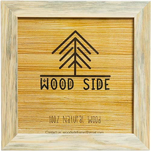 Rustic Wooden Square Picture Frames 8x8 - Set of 2 - Natural Solid Eco Wood with Real Glass for Wall Mounting and Tabletop Photo Frame - color: Natural