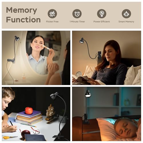 LiFMIRA Clip-on Reading Light - 3 Color Modes, 10 Dimmable Brightness,Black - color: Black