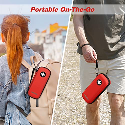 MEDMAX Epipen Medical Carrying Case Hard Shell EVA Travel Organizer Bag - color: Red