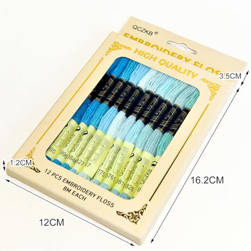 Premium Rainbow Color Embroidery Floss - Cross Stitch Threads - Friendship Bracelets Floss - Crafts Floss - 12 Skeins Per Pack Embroidery Floss,Blue-Green Gradient - color: Blue-Green Gradient