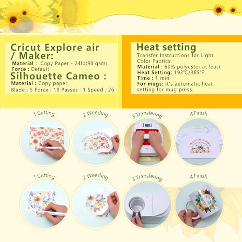 HTVSTD Yellow Sunflower Sublimation Transfer Ink Paper 10 Sheets 12 * 10in - color: Sunflower-10