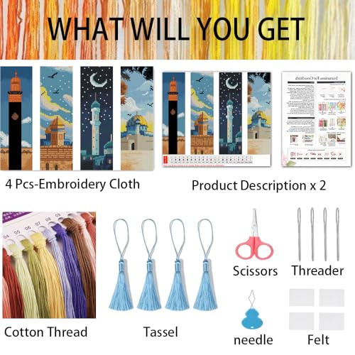 VIGEGU 4 Pack Religion Cross Stitch Bookmark Kits for Adult Beginners - color: Religion Cross Stitch Bookmark