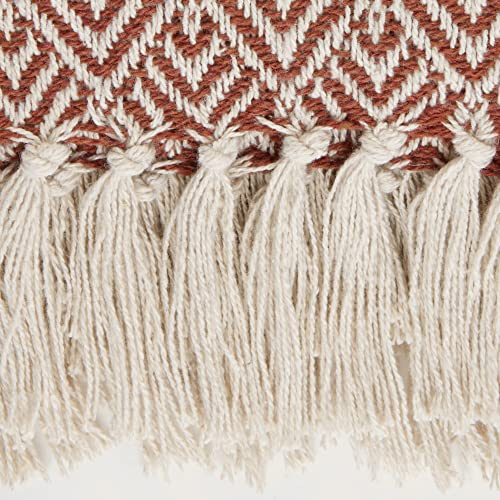 DII Diamond Throw Collection Cotton Woven, 50x60, Cinnamon - color: Cinnamon