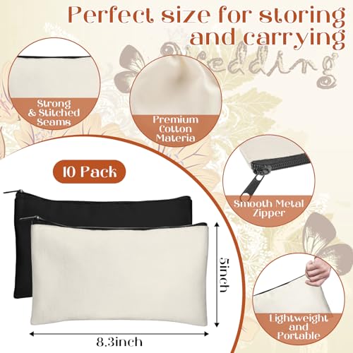 Legigo Blank Canvas Bags Zipper Pouch Makeup Bags Pencil Pouch Bulk - color: Beige+Black