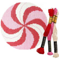 Howie's Needlepoint Needlepoint Kits, 18CT Printed Embroidery Pattern Starter Kits, Stamped Patterns Canvas Kits(Pink Peppermint,4x4inch) - color: Pink Peppermint
