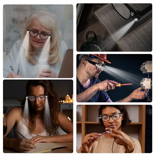 3Pack Reading Glasses with Light and Magnifier Bright Led Readers with Lights Blue Light Blocking Lighted Eye Glasses - color: Style 1