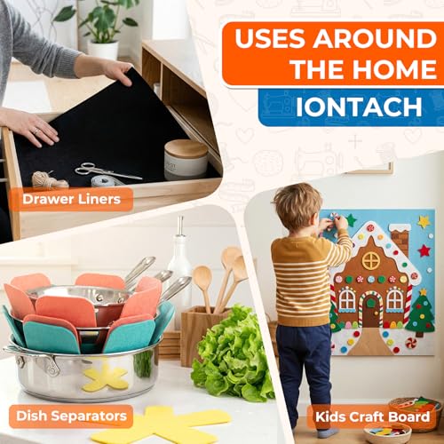 IONTACH 18" X 18" Soft Felt Sheets 1.6mm Thick (2 Packs, White) - color: White