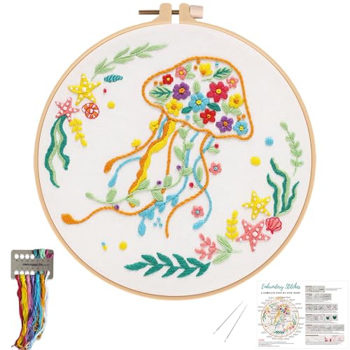 Louise Maelys Jellyfish Embroidery Kit for Beginners Adults - color: Jellyfish