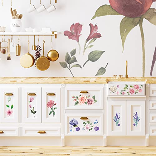 BBTO 12 Sheets Rub on Transfers for Crafts Wood Furniture DIY, 5.5" x 5.7" - style: Floral Style