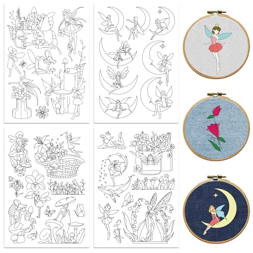 Peacoblue Flower Fairy Stick and Stitch Embroidery Patterns, Water Soluble - color: Flower Fairy