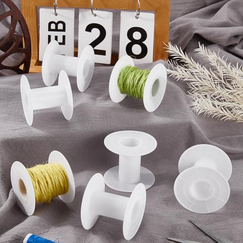 SUNNYCLUE 15Pcs 2.17in Empty Spool Ribbon Plastic Spool White Weaving Cord Wire Thread Chain Tape Organizer Holder Bobbin for Sewing Embroidery Yarn Arts Crafts Crochet Stitch Supplies Women Adults - size: 1.81 x 2.17in