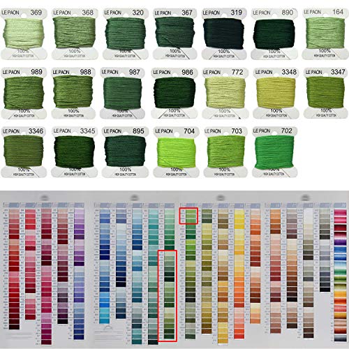 Premium Rainbow Color Embroidery Floss bobbins - Cross Stitch Threads - Friendship Bracelets Floss - Crafts Floss - 20 Bobbins Per Pack Embroidery Floss, Bright Chartreuse Gradient - color: 369-702