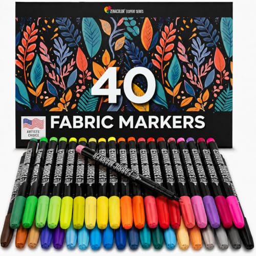 Zenacolor - 40 Fabric Markers Permanent for Clothes - Fine Point