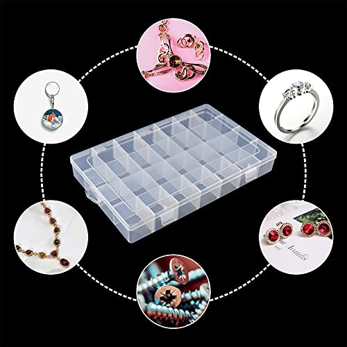 3Pack 28 Compartment Organizer Box with Parkical Adjustable Dividers, 28 Grids Plastic Storage Container for Jewelry, Craft DIY, Bead Organizer, Sewing, Dip Powder, Hair Accessories - size: 3 Pack 28 Compartment Organizer Box