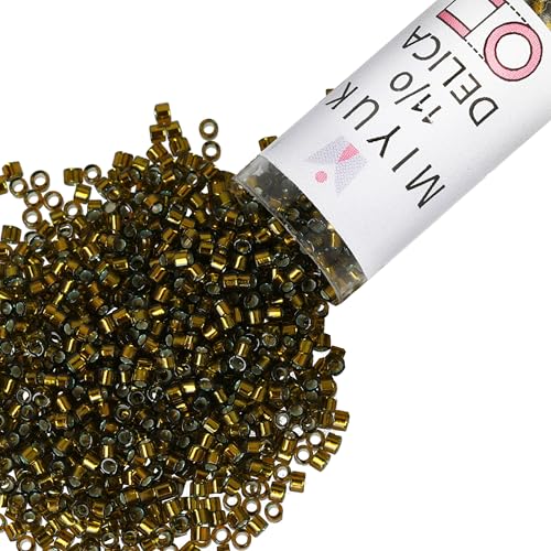 Miyuki Delica Seed Beads - color: DB0604 - Silver-Lined Golden Olive