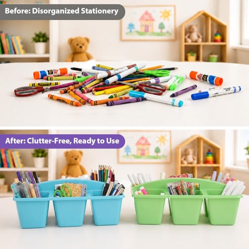 6 Pack Classroom Caddy with Handle, 6 Compartment (Rainbow) - color: Rainbow