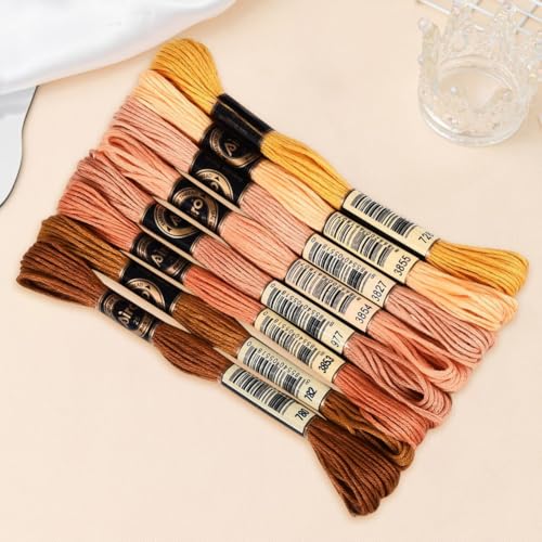 70 Yards 8 Skeins Gradient 6 Strands Neutral Earth Tones Variegated Embroidery Floss Cross Stitch Polyester String Thread Friendship Bracelet Threads Bulk for Hand Sewing Making Craft Supply - color: Neutral Earth Tones, size: 70 Yards