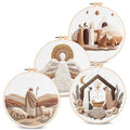 Santune Christian Embroidery kit,Nativity Scene Needlepoint Cross Stitch Kits for Beginners Adult,Needle Point Sets,4 Embroidery,2 Hoops,Christmas Ornaments - color: Christian Series