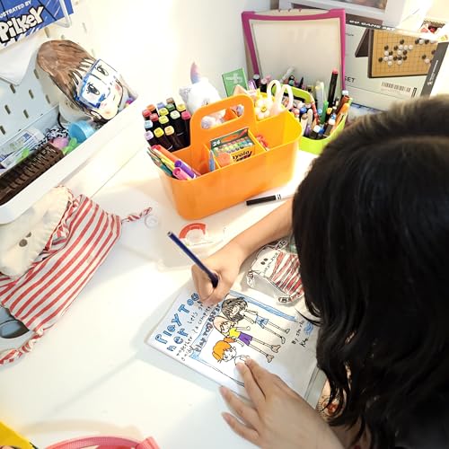Small Stackable and Portable Simple 6-Compartment Caddy - Made In USA (Orange) - color: Orange