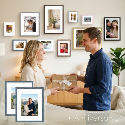 Golden State Art 16x20 Blue Picture Frame Mat for 11x14 Real Glass - color: Blue, size: 16x20