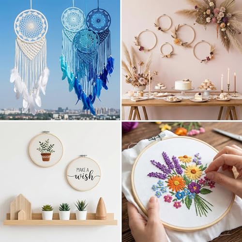Ckhoid 18PCS Bamboo Embroidery Hoops Set Wood Circle Hoop Ring