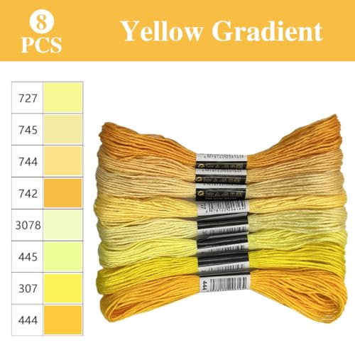 1 Pieces Cross StitchEmbroidery Floss,100% Eco-Cotton Cotton Premium Skeins, Ideal for Arts & Crafts (Yellow Series 67978) - color: Yellow series 67978