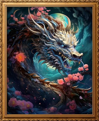 Leczany Cross Stitch Stamped Kit for Beginner - Dragon King | DIY Embroidery Starter Patterns Craft Kit Needlepoint for Adults | 11CT, 3 Strands | 13.4x16.5 inches - color: 11CT Stamped kits,Dragon King 13.4x16.5 inches