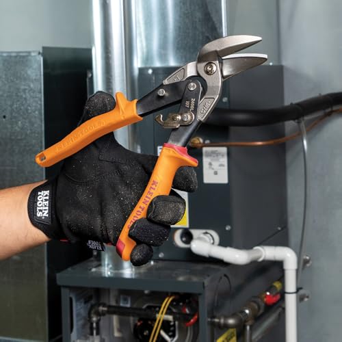 Klein Tools 2400L Left-Cutting Offset Snips, Aviation Tin Snips with Forged Blade for Precision Sheet Metal Cutting - style: Left-Cutting