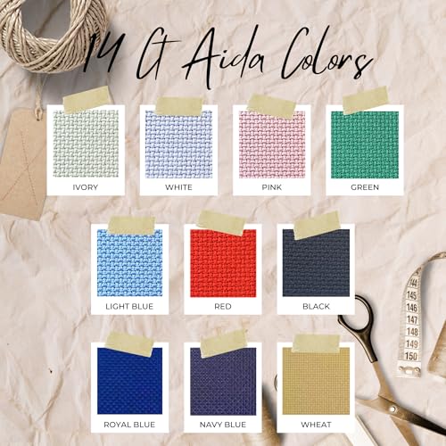 2 Sheets of Red 14 Count Aida Cloth – 18 x 18 Inch Pre-Cut Fabric Squares – Cross Stitch Fabric – 100% Cotton – Ideal for Needlework & Embroidery – The Knotty Unicorn - color: Red