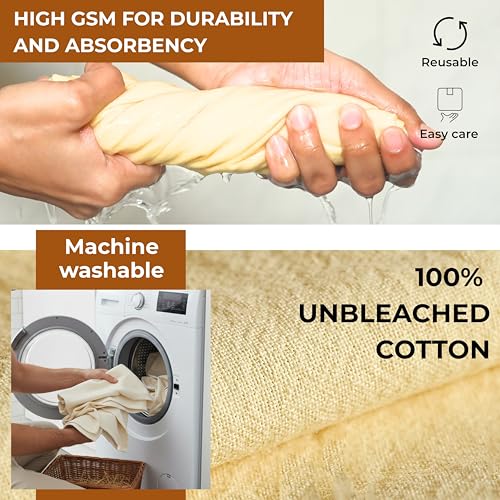 Natural - Blank Plain - Linen Tea Towels For Kitchen - For Crafting Embroidery Baking Sourdough Bread Proofing - 100% Cotton Flour Sack Dish Towels - 18"X28" - 3 Pack - Heavy Weight High Threadcount - size: 18"x28" Set of 3
