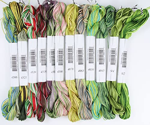 KCS Big skeins of 25 Meters Size 25 Color Variegated Cross Stitch Stranded Threads,12 skeins,06 - color: 12skeins06, size: 12 skeins