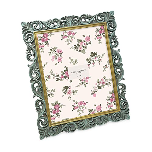 Laura Ashley 8x10 Light Blue w/Gold Vintage Scroll Design Picture Frame - color: Light Blue with Gold, size: 8x10